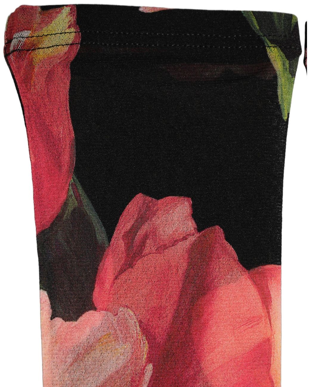 Dolce & Gabbana Black Pink Floral Tulip Nylon Stockings Socks