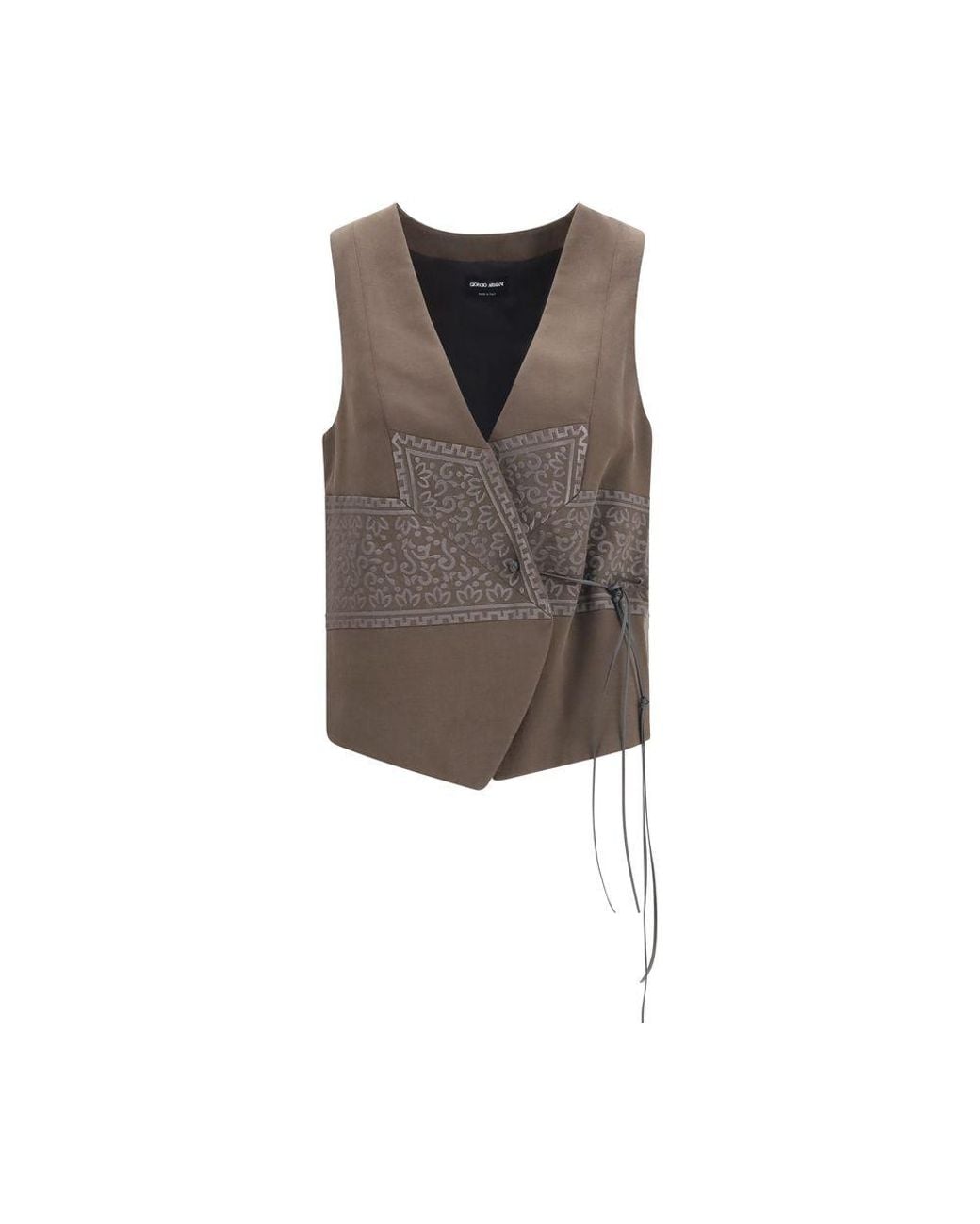 Giorgio Armani Brown Silk Sleeveless Jacket