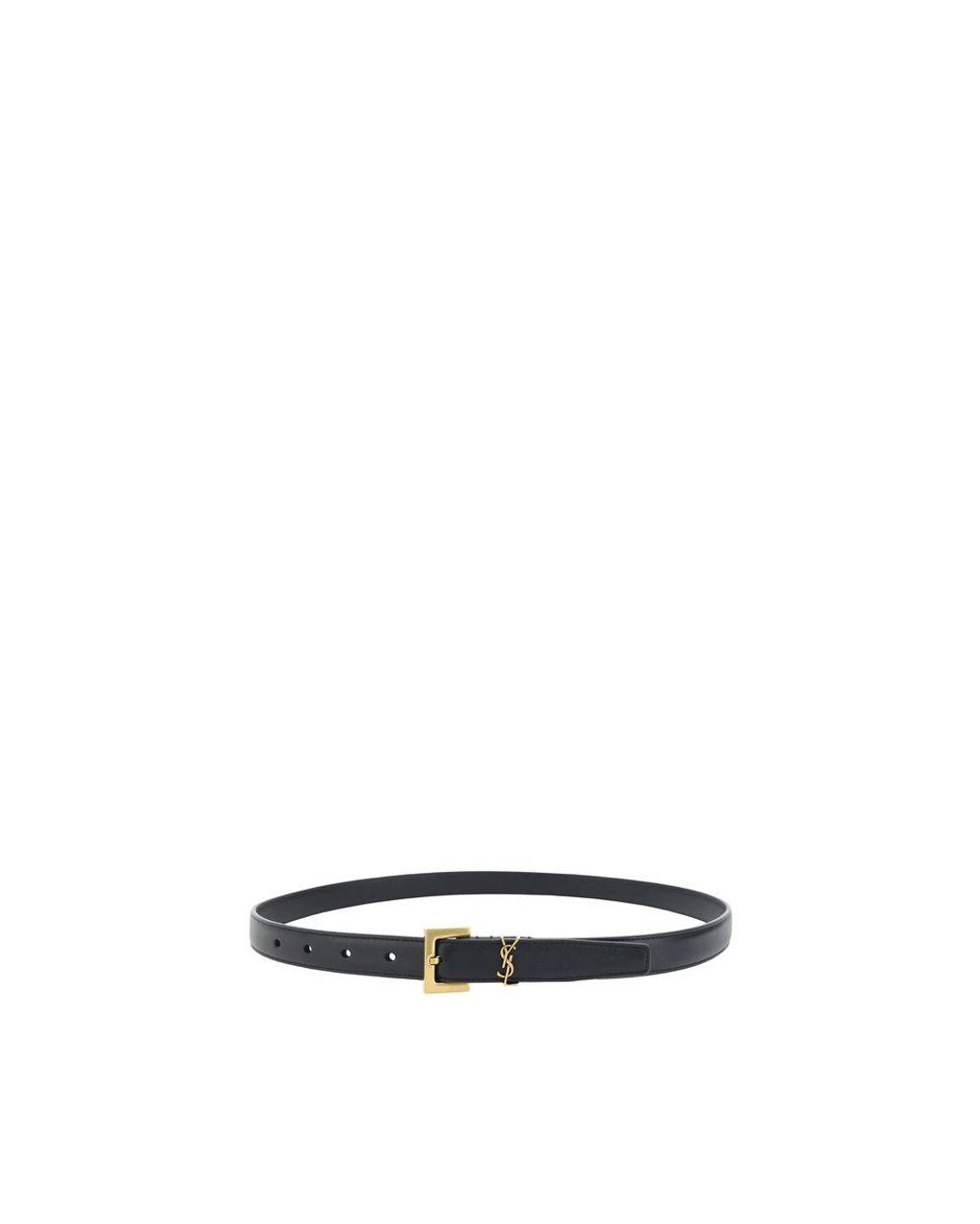 Saint Laurent Blue Black Calf Leather Bos Taurus Thin Belt