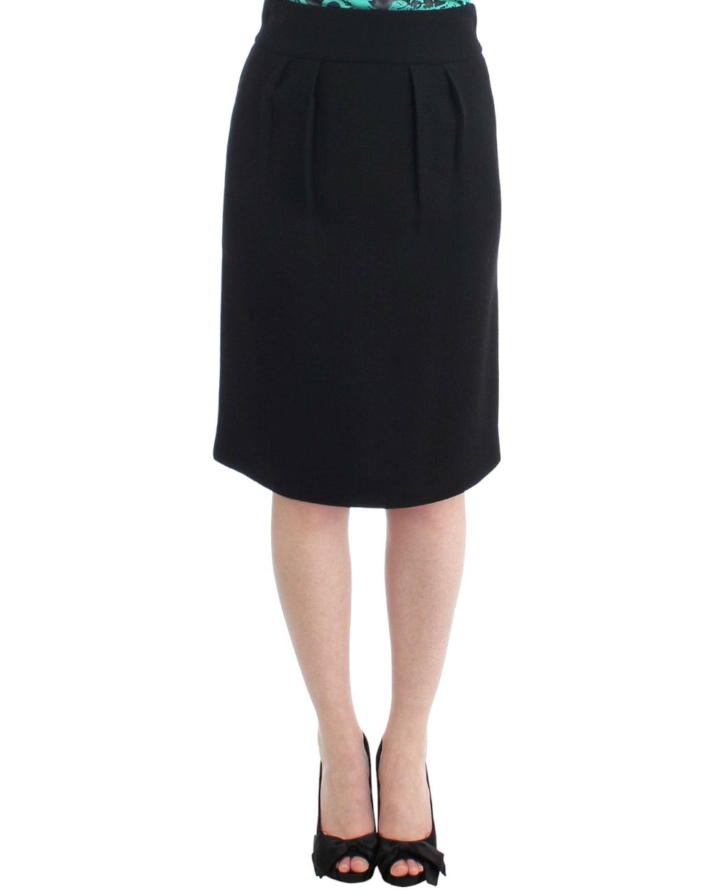 Roberto Cavalli Black Elegant Wool Pencil Skirt