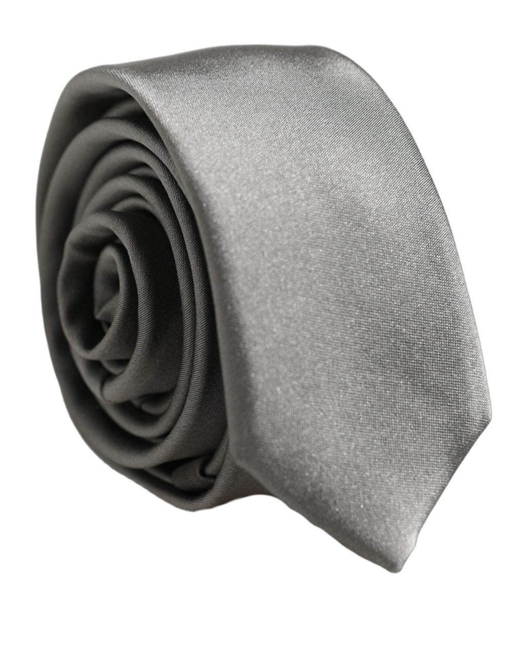 Dolce & Gabbana Gray Satin Silk Adjustable Tied Necktie Tie for men