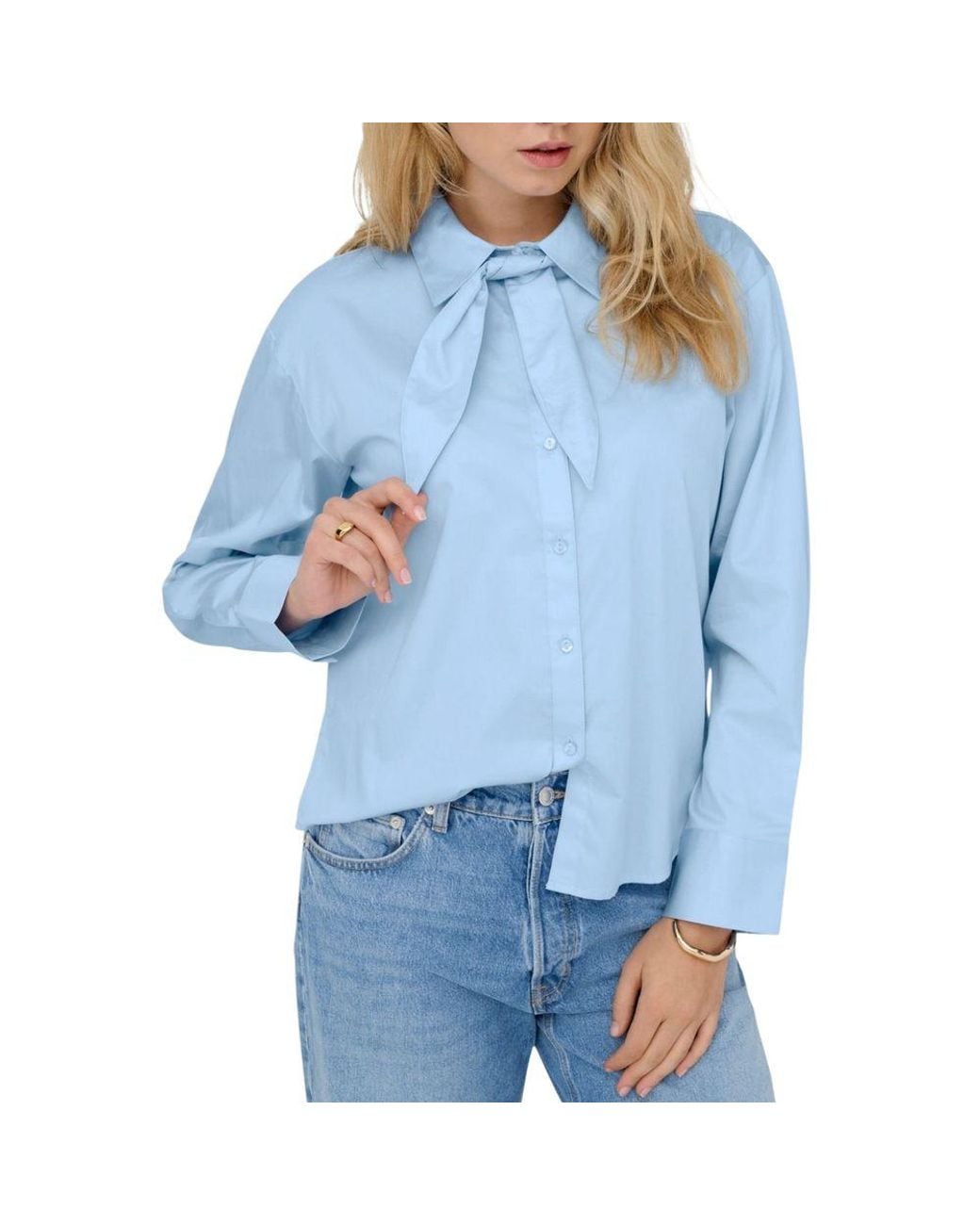 Jacqueline De Yong Blue Cotton Blouse