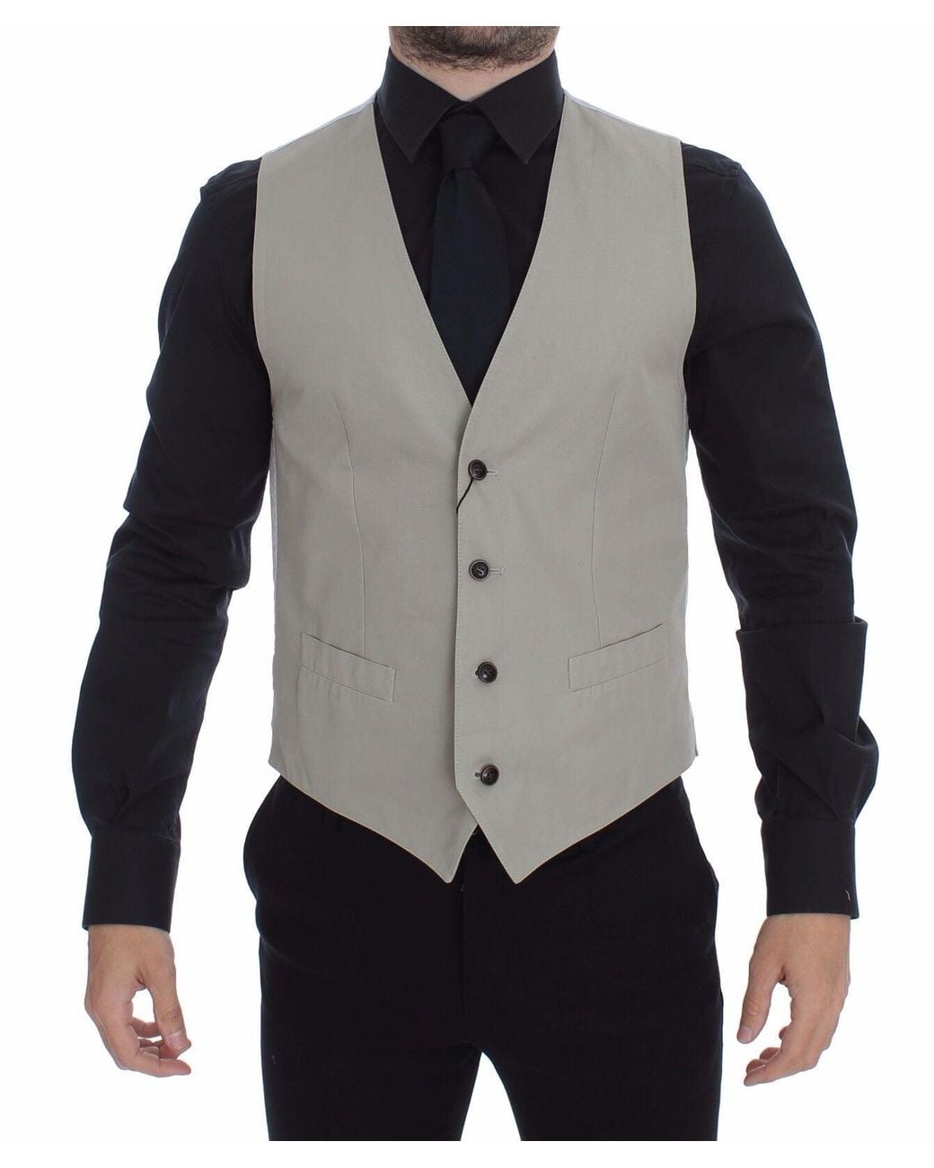 Dolce & Gabbana Brown Beige Silk Blend Dress Formal Vest Gilet for men