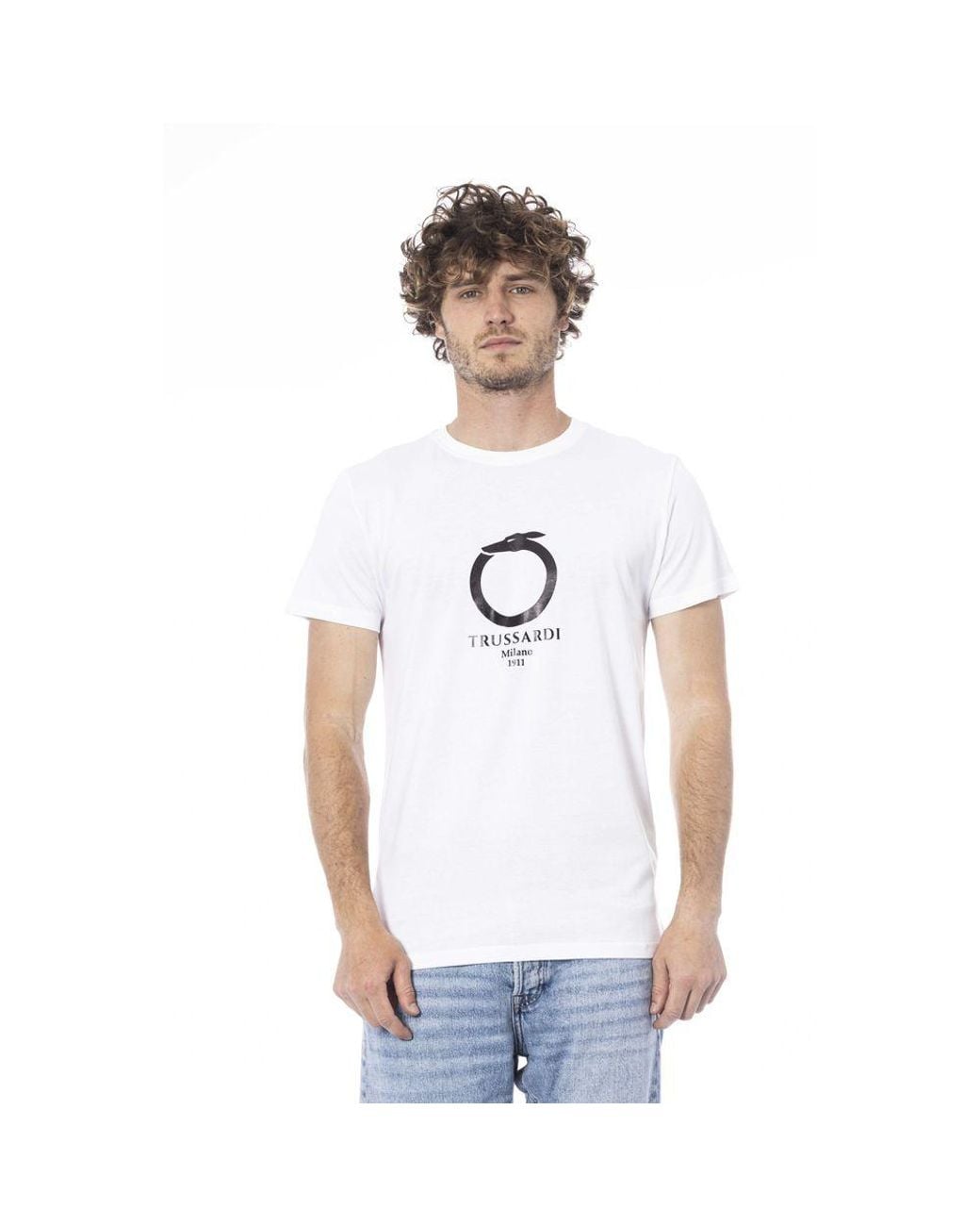 Trussardi Beachwear White Cotton T-Shirt for men