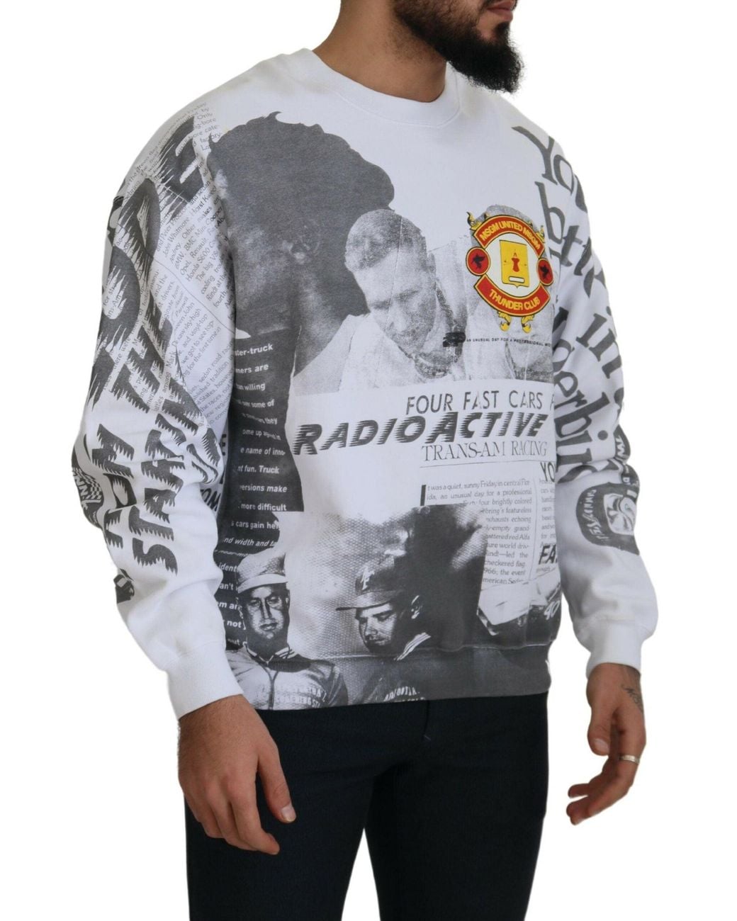 MSGM Gray Cotton Crewneck Pullover Sweatshirt Sweater for men