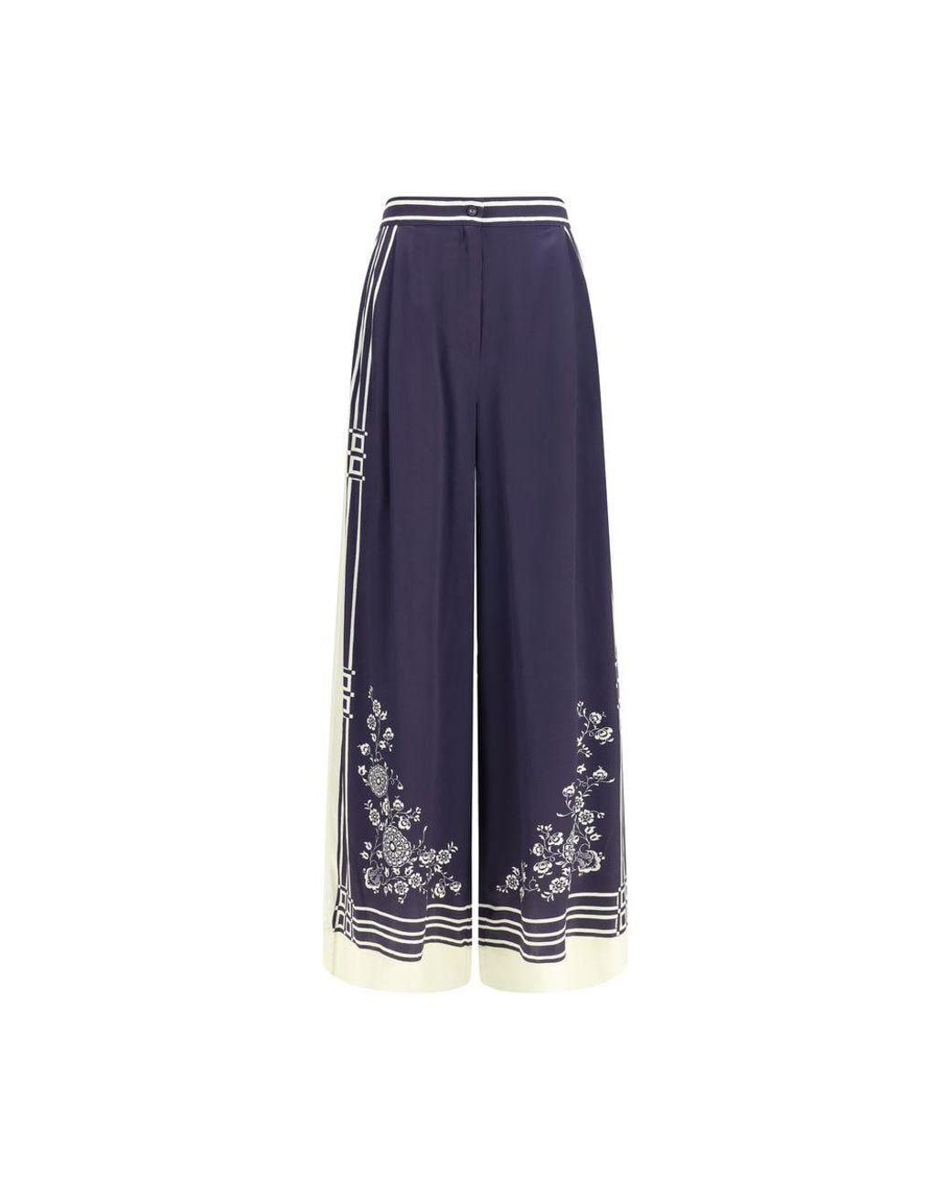 ALÉMAIS Blue Silk Casual Pants