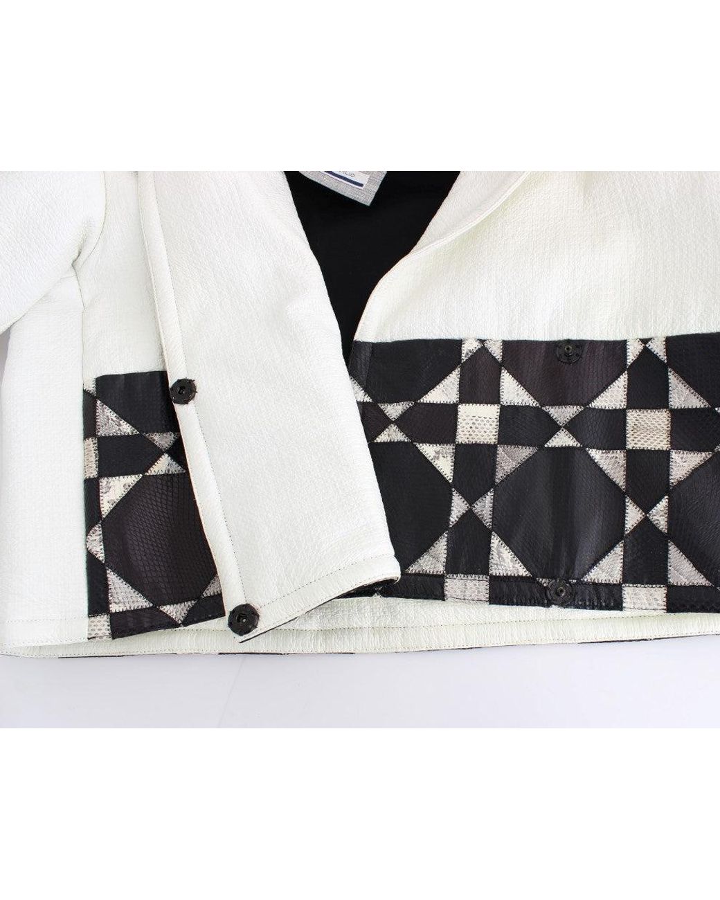 Andrea Pompilio White Cropped Leather Jacket