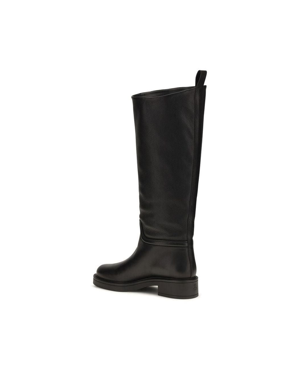 Stuart Weitzman Black Calf Leather Bos Taurus Flat Boots