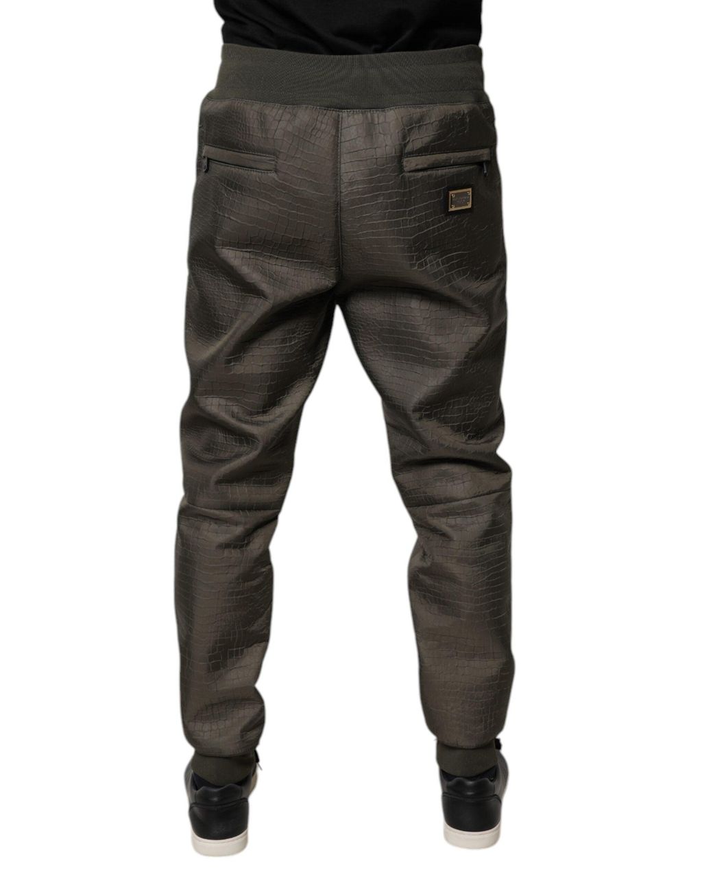 Dolce & Gabbana Black Brown Lambskin Leather Men Sweatpants Pants for men