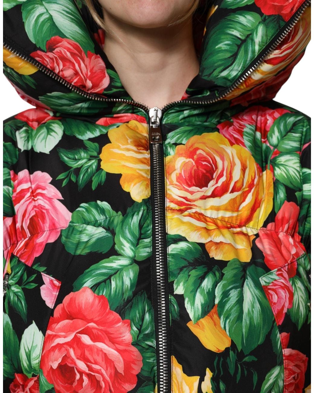 Dolce & Gabbana Multicolor Floral Puffer Hooded Jacket for men
