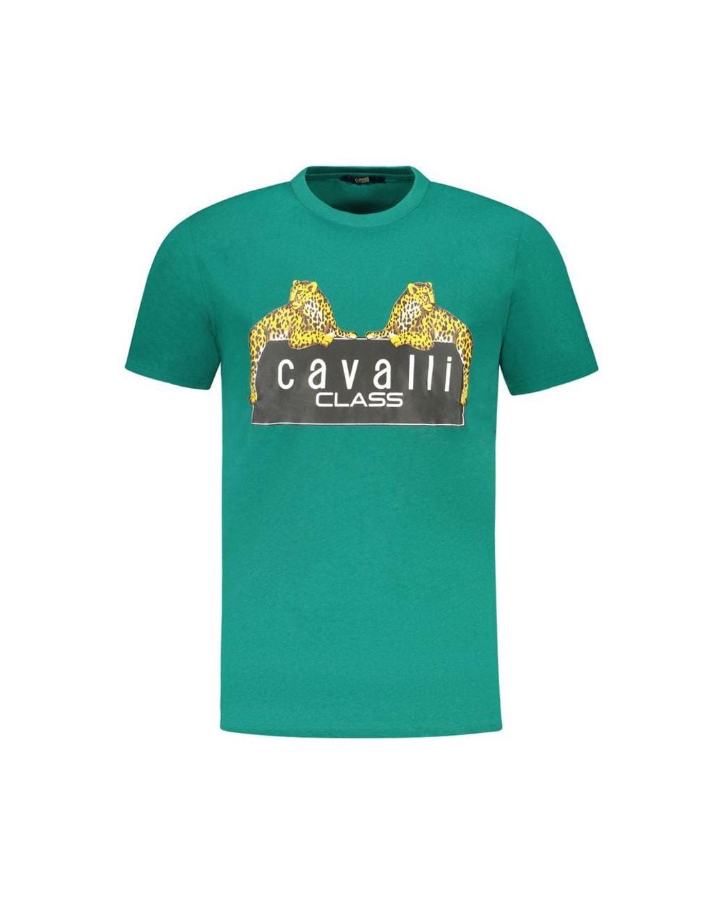 Roberto Cavalli Green Cotton T-Shirt for men