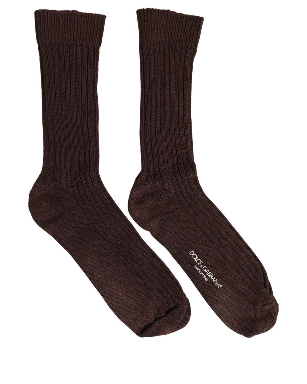 Dolce & Gabbana Dark Brown Wool Dg Logo Mid Calf Accessory Socks