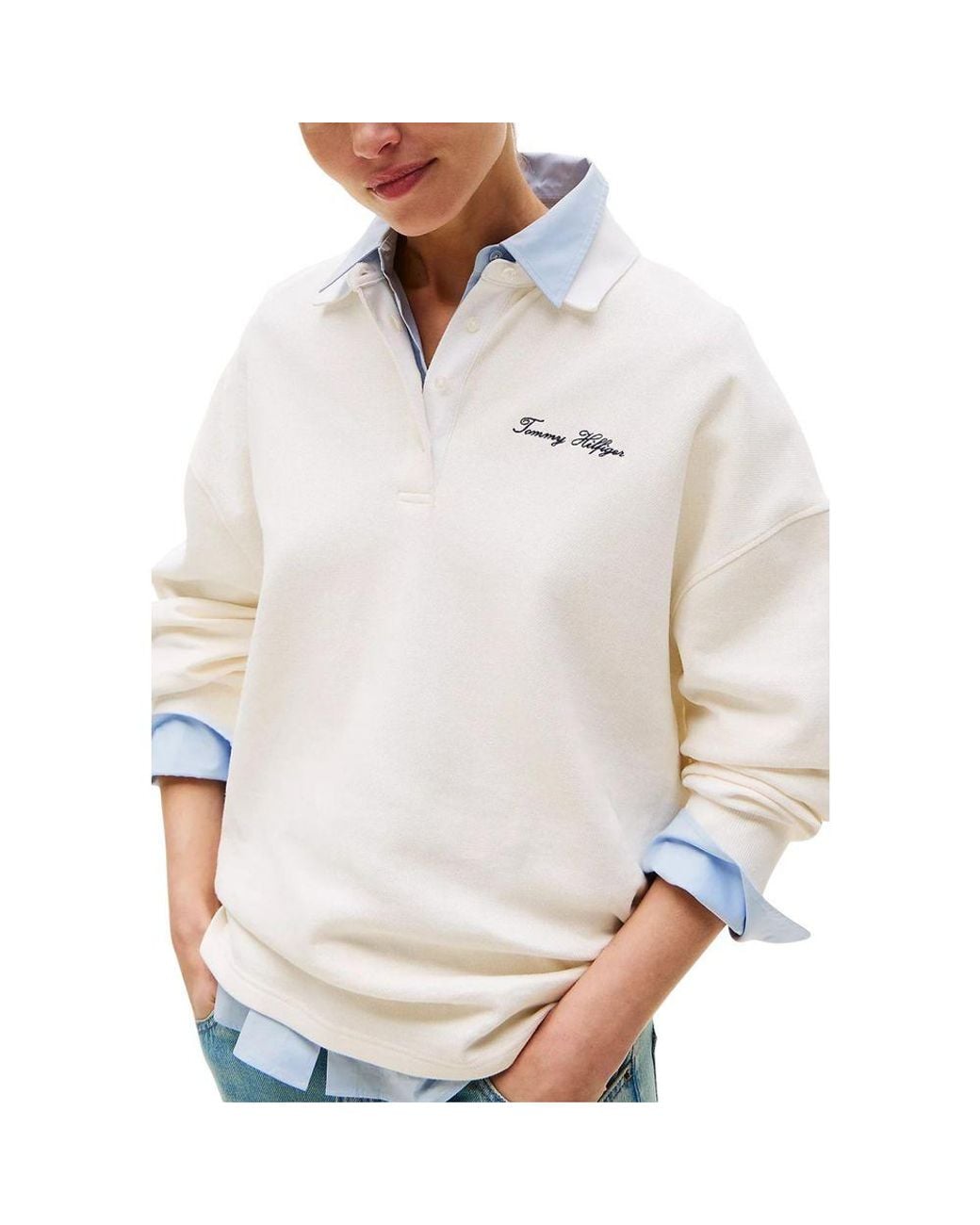 Tommy Hilfiger White Beige Polyamide Sweatshirt