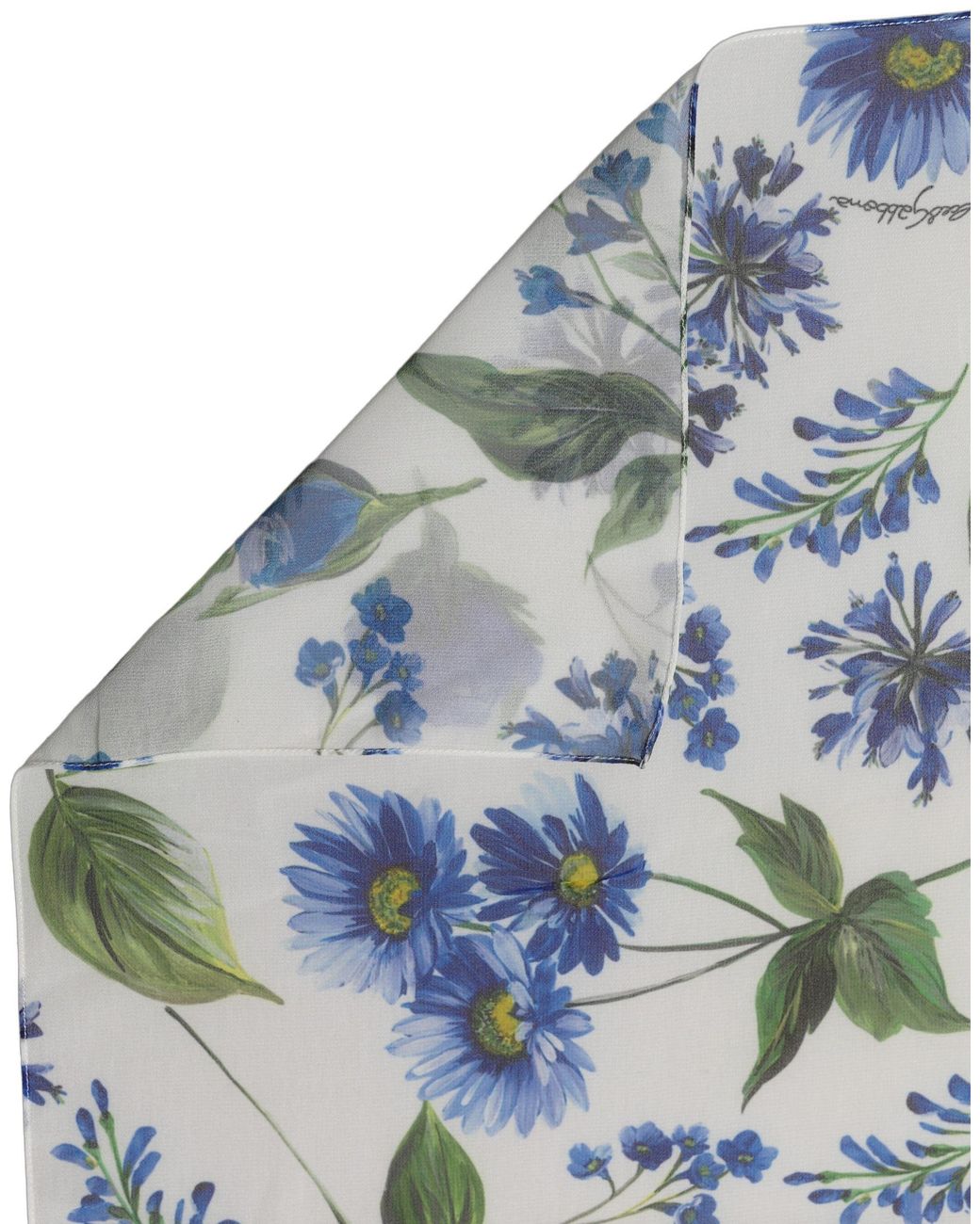 Dolce & Gabbana White Blue Floral Square Foulard Scarf