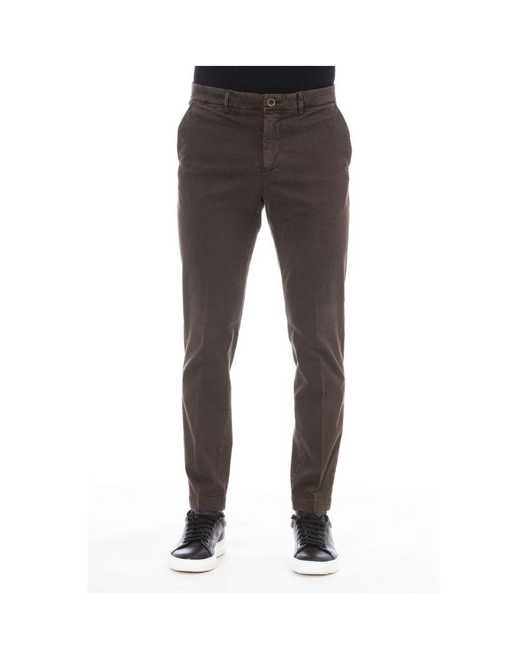 Peserico Black Brown Cotton Men Pants for men
