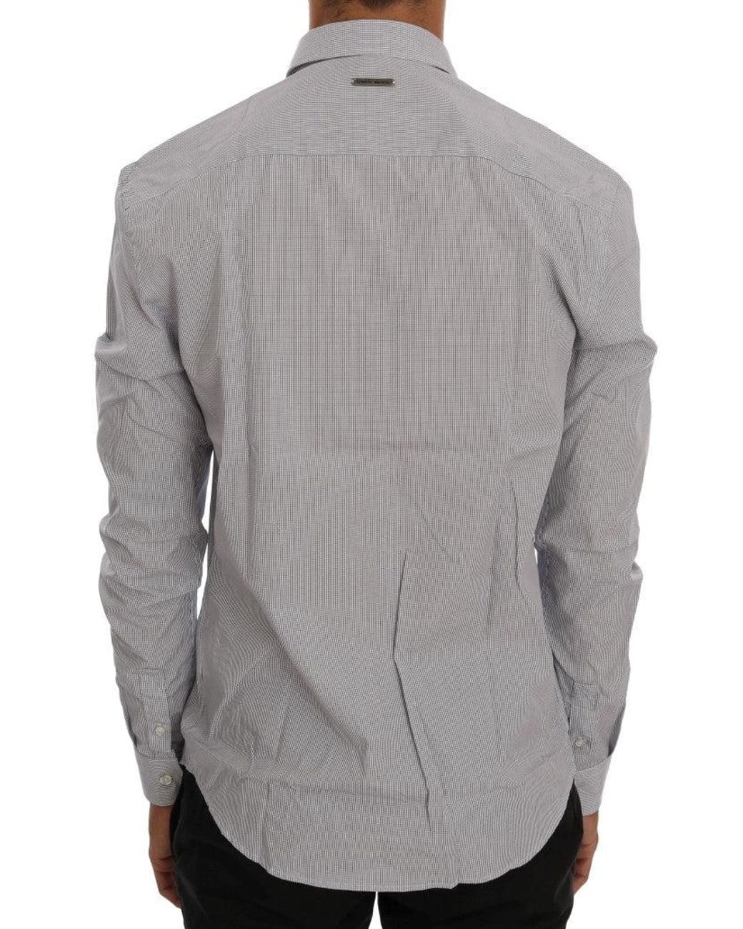 Frankie Morello Gray Check Regular Fit Shirt Blue Tsh1399 for men