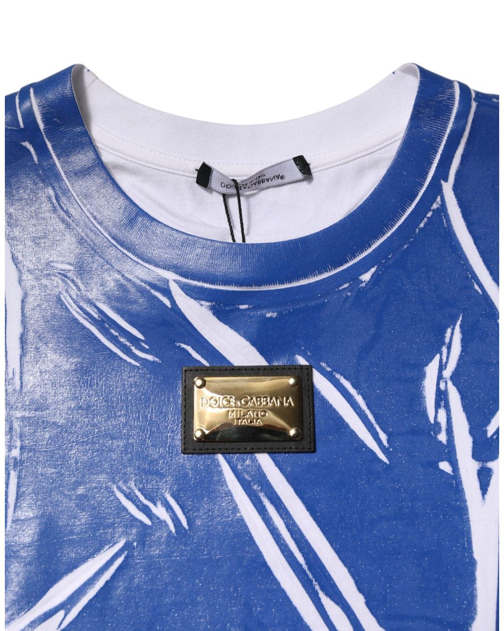 Dolce & Gabbana Blue Cotton Logo Plaque Tank Top
