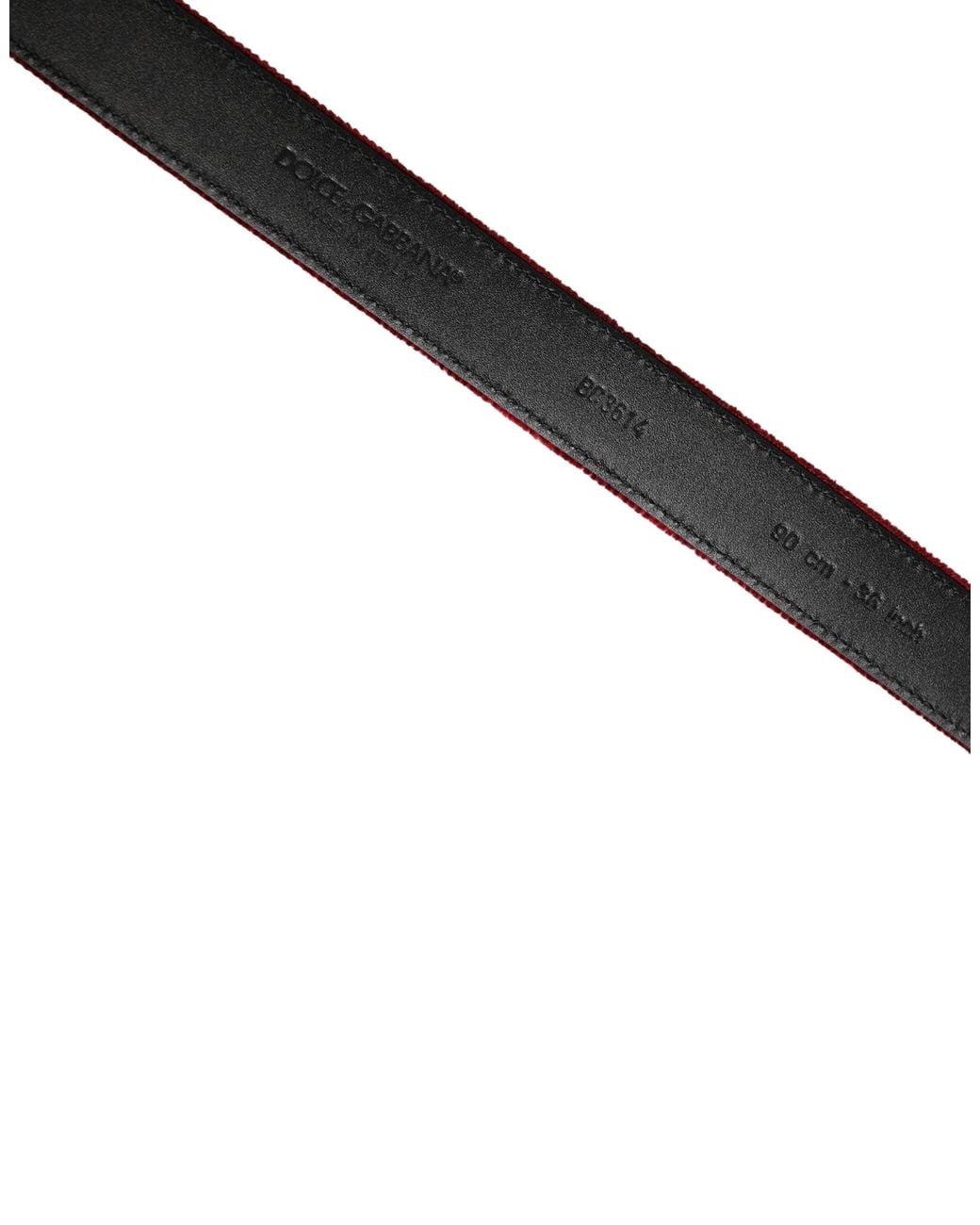 Dolce & Gabbana Red Velvet Cotton Metal Buckle Belt Calf for men