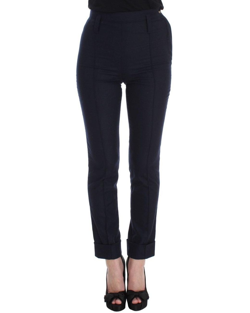 Ermanno Scervino Blue Virgin Wool Slim Fit Casual Pants