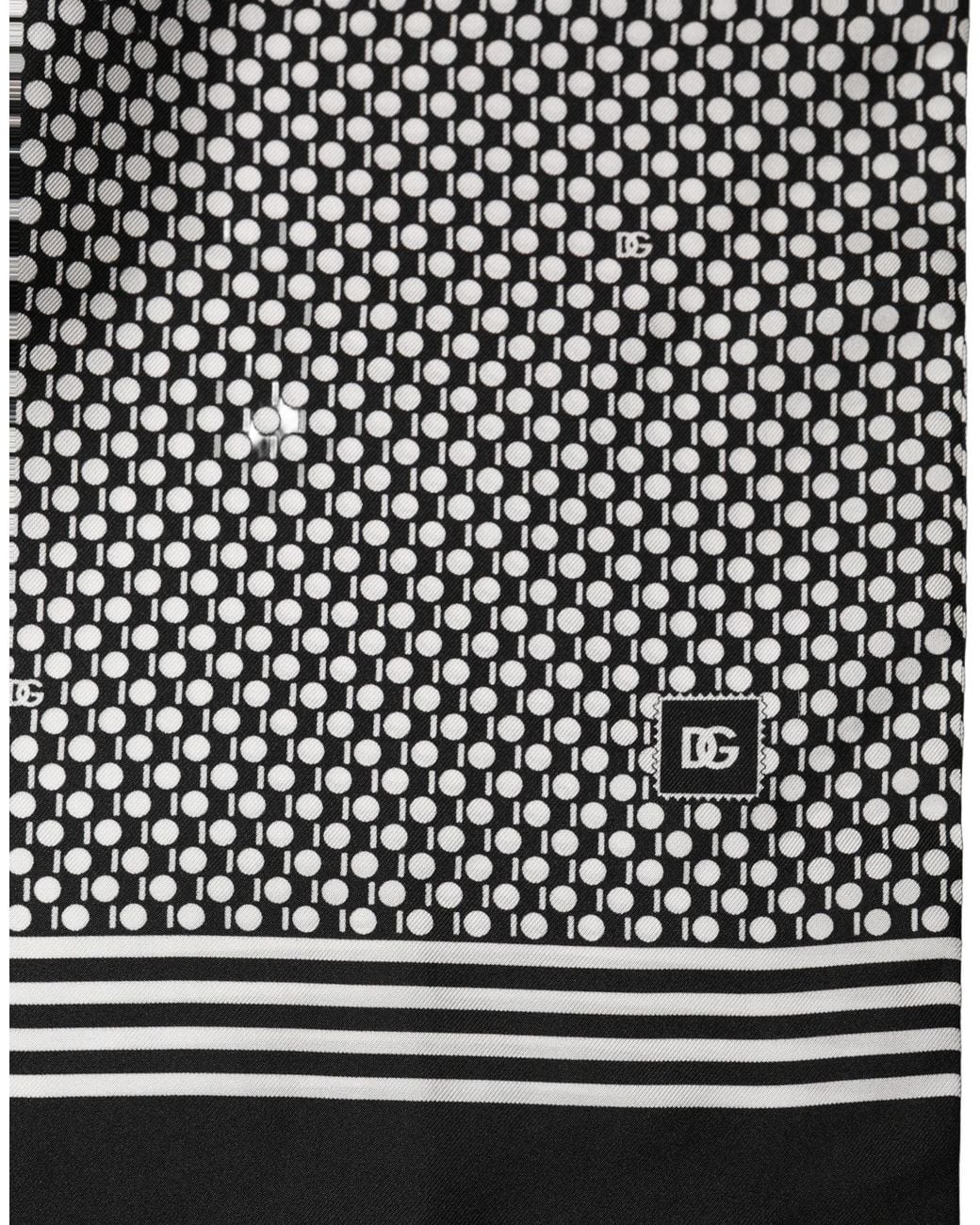 Dolce & Gabbana Black White Geometric Silk Neck Shawl Scarf for men