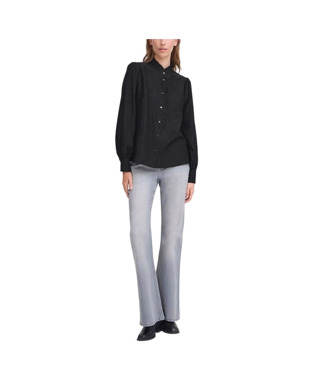 Ichi Black Viscose Blouse
