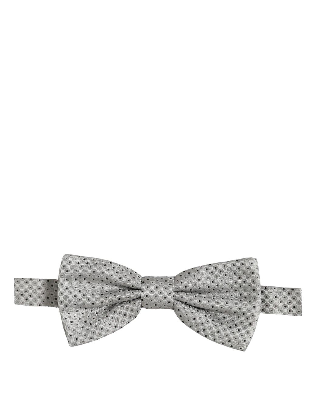 Dolce & Gabbana Gray Polka Dot Adjustable Neck Papillon Bow Tie Silk for men