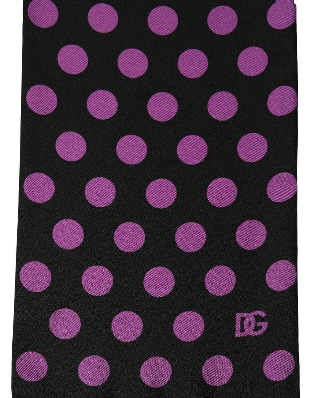 Dolce & Gabbana Multicolor Men Black Purple Polka Dot Fringed Lace Stole Scarf for men