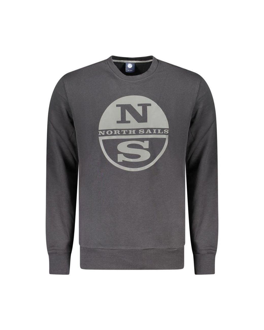 North Sails Gray Black Cotton Men Sweatshirt for men