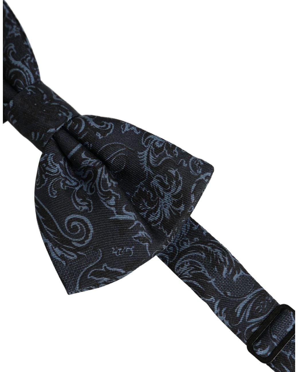 Dolce & Gabbana Black Paisley Adjustable Neck Papillon Bow Tie Silk for men