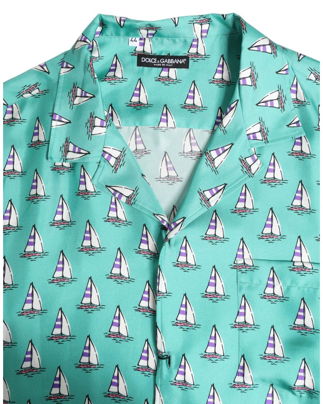 Dolce & Gabbana Green Printed Short Sleeves Casual Shirt for men