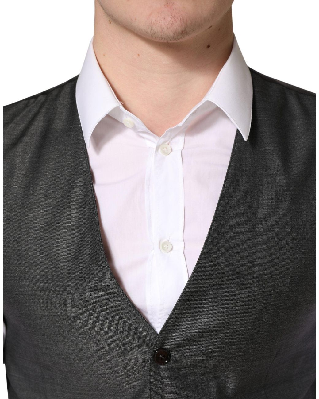 Dolce & Gabbana Black Wool Dress Formal Waistcoat Vest Virgin Silk for men