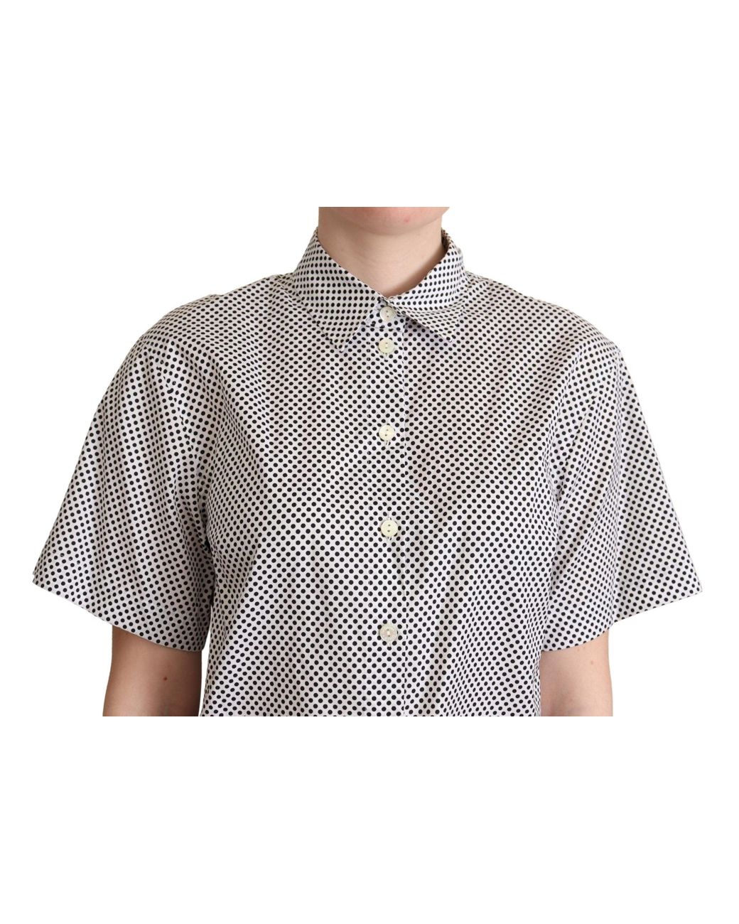 Dolce & Gabbana Gray Polka Dot Collared Shirt