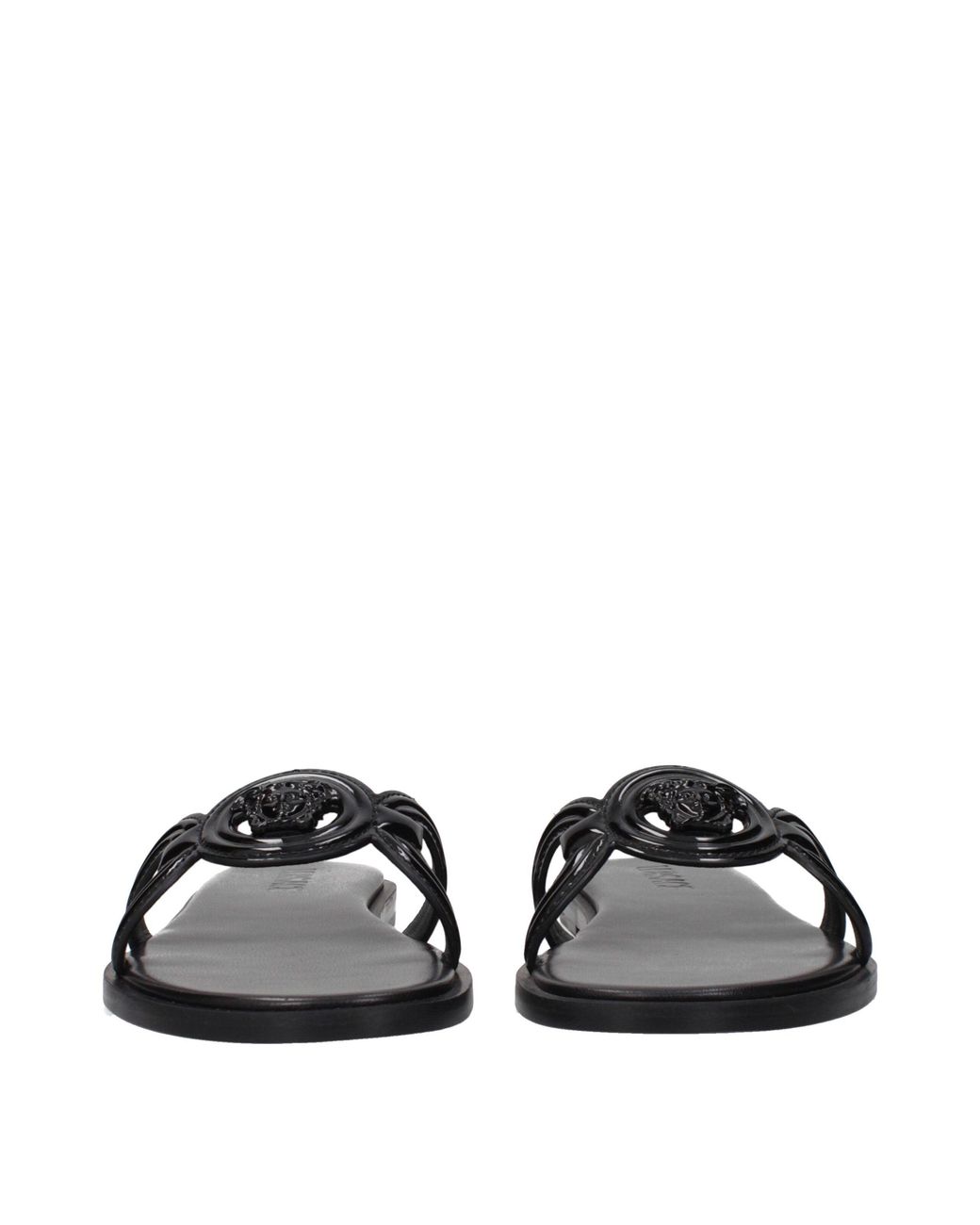 Versace Black Slippers And Clogs Patent