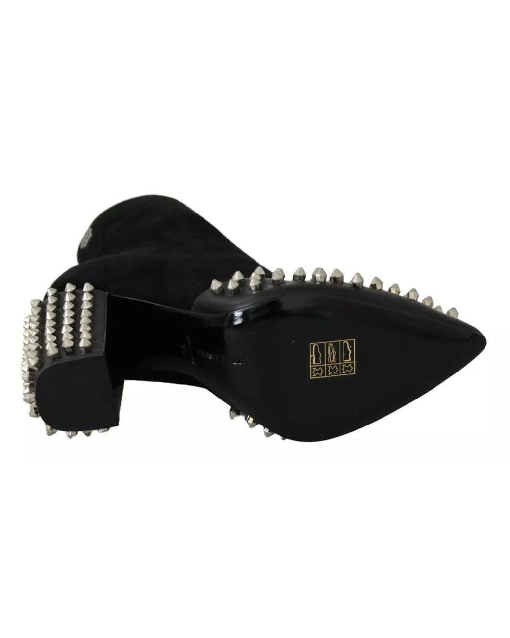 Philipp Plein Black Studded Heels Ankle Boots Shoes