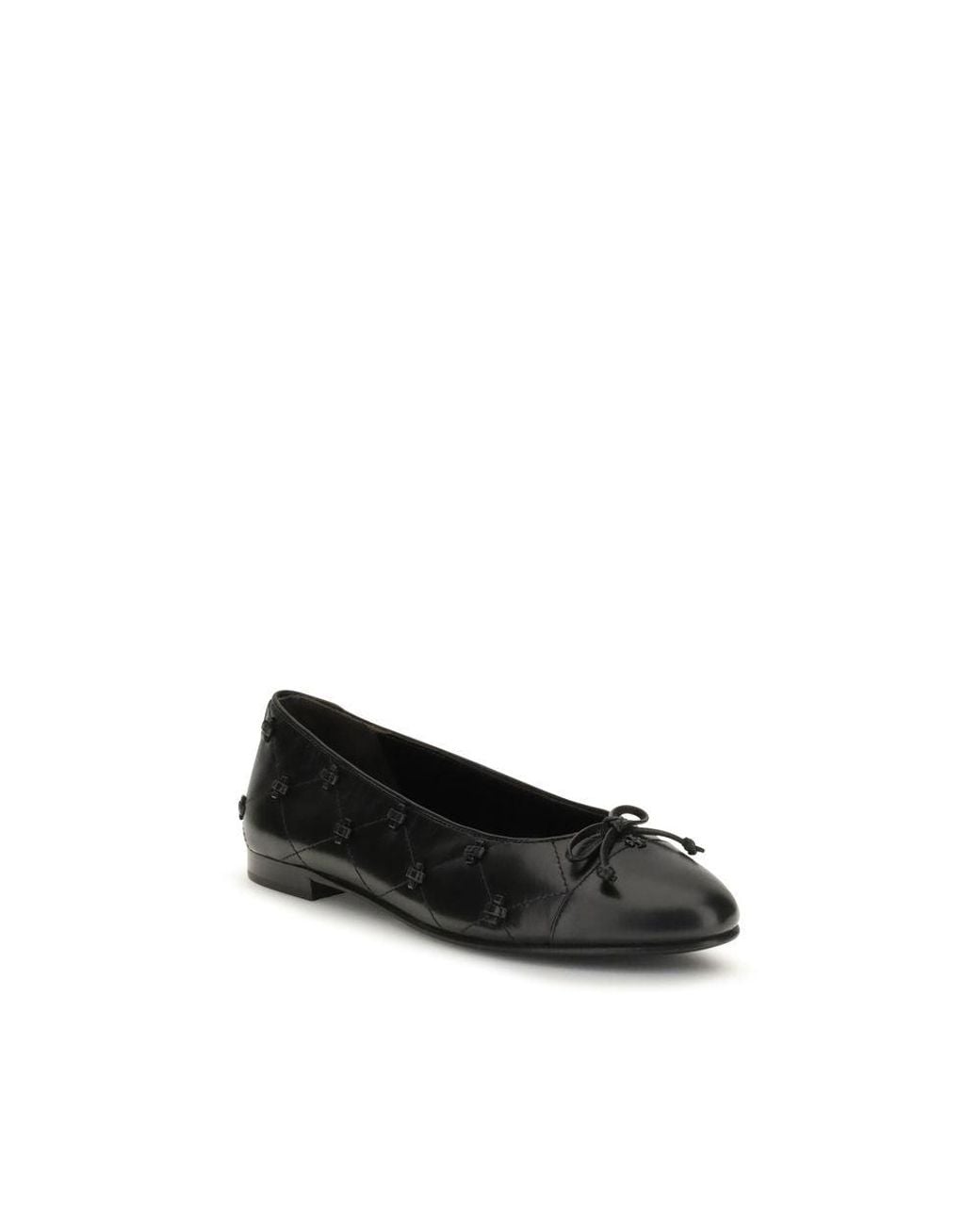 Tory Burch Black Calf Leather Bos Taurus Ballet Flats