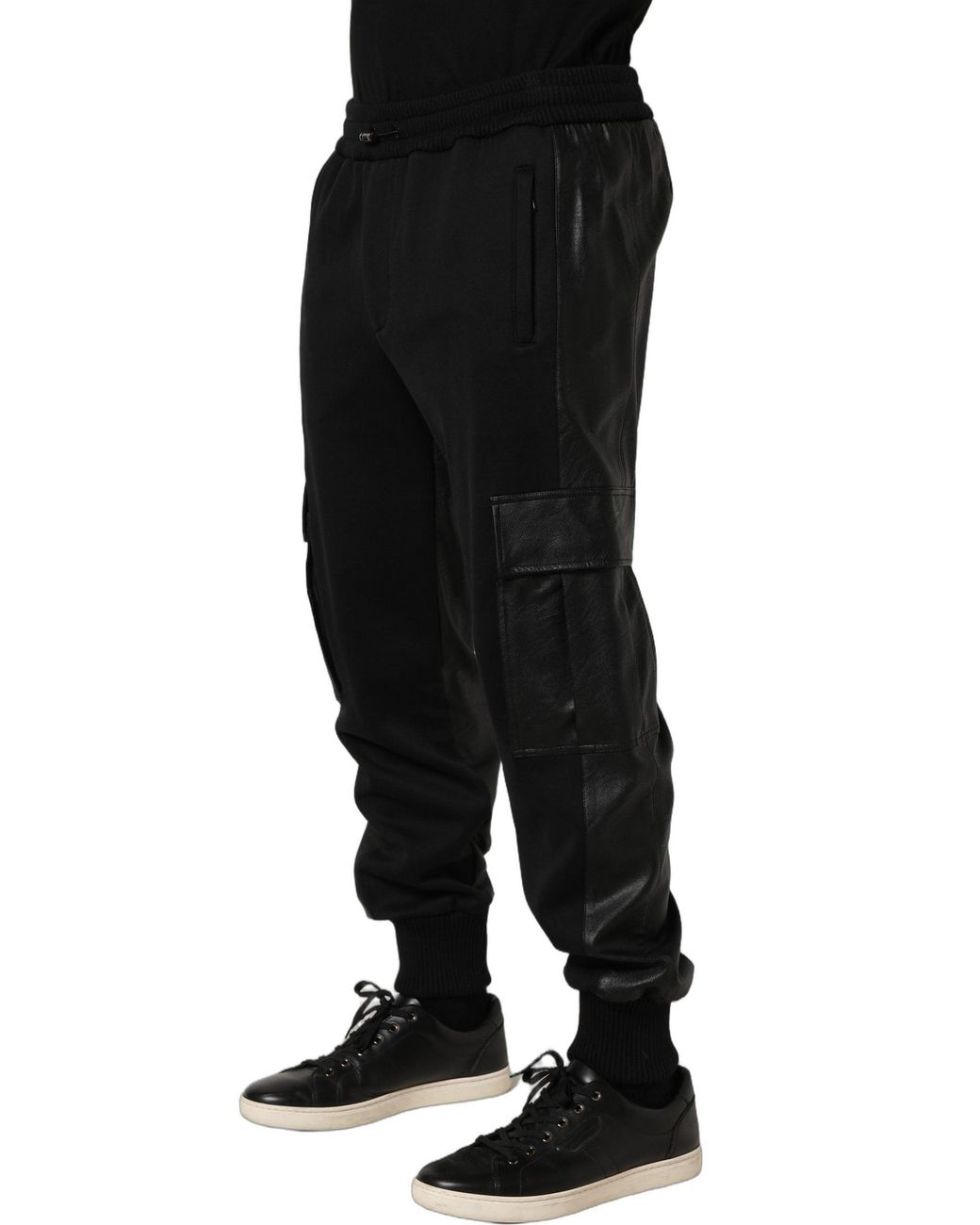 Dolce & Gabbana Black Mid Waist Cargo Jogger Sweatpants Pants for men