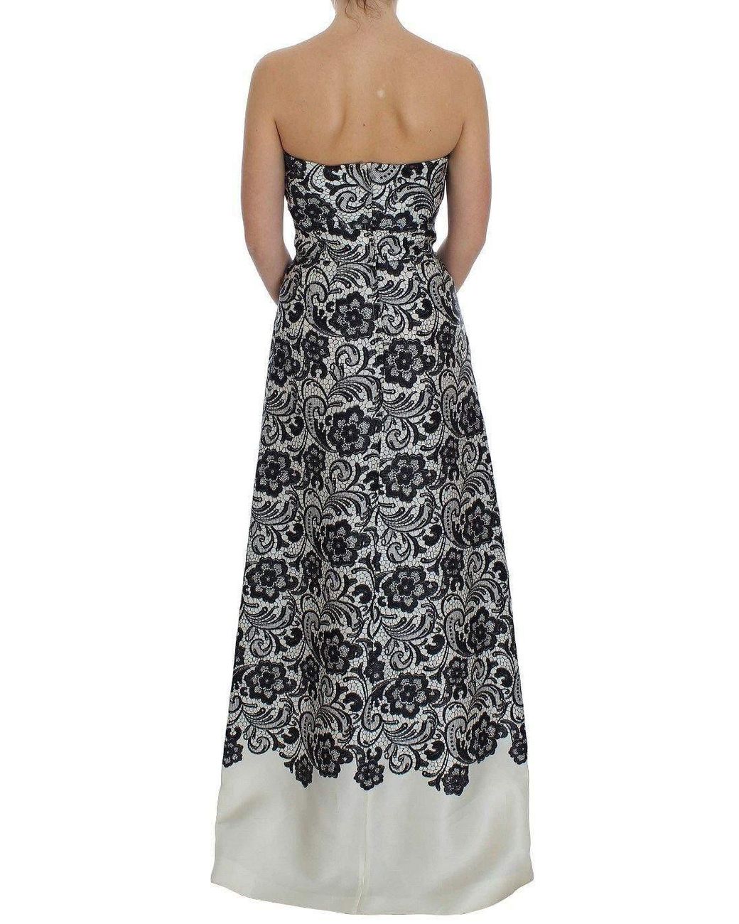 Dolce & Gabbana Black Floral Lace Silk Corset Maxi Dress