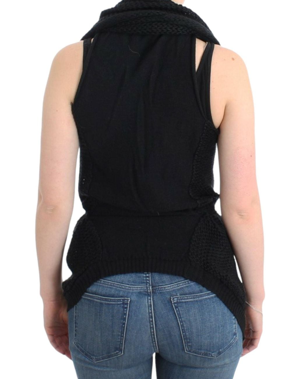 CoSTUME NATIONAL Black Chic Sleeveless Knitted Vest Cardigan