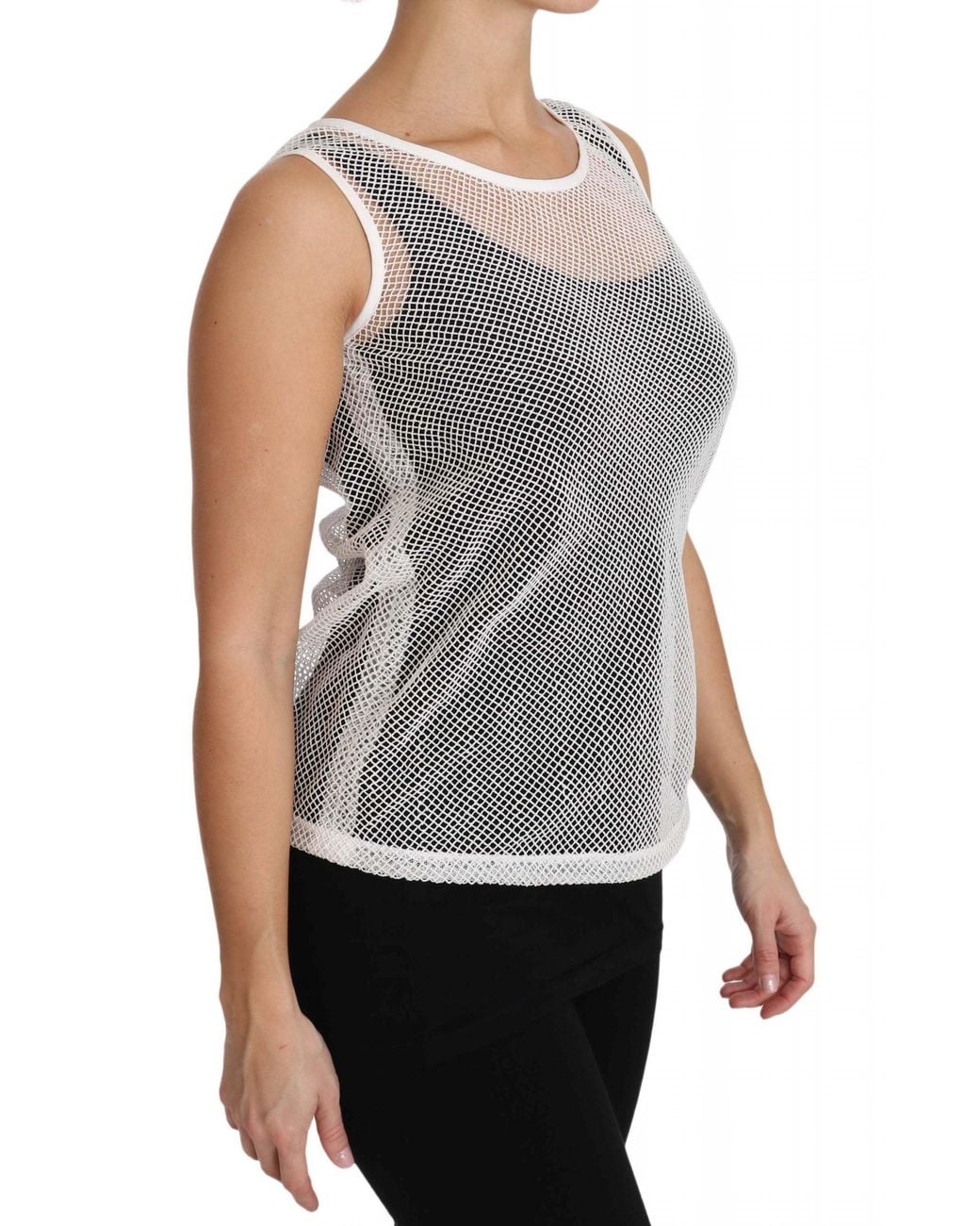 Dolce & Gabbana Gray Net Transparent Sleeveless Tank Top