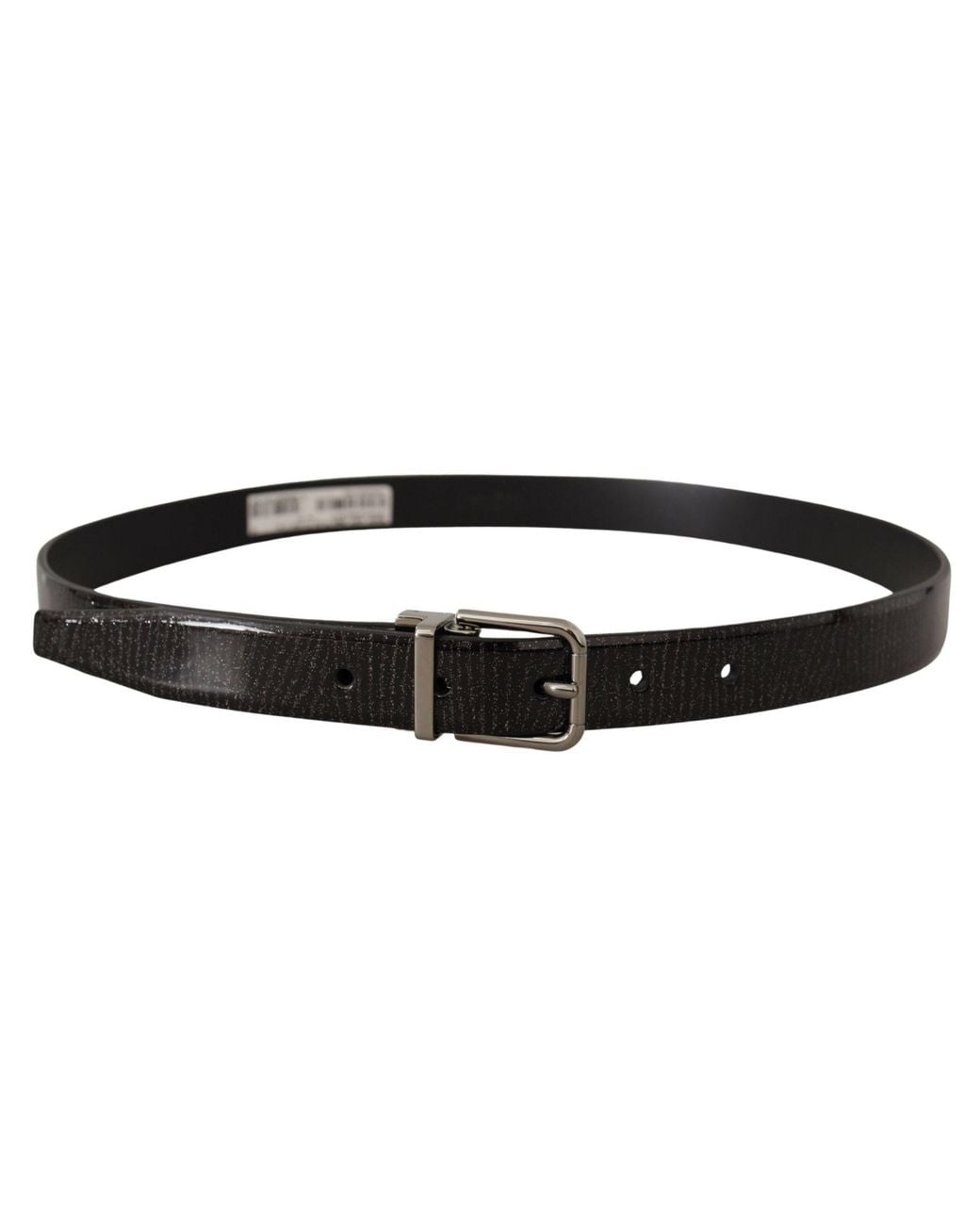 Dolce & Gabbana Black Leather Vernice Metal Buckle Belt for men