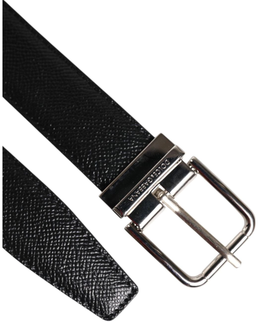 Dolce & Gabbana Black Elegant Leather Belt With Metal Buckle for men