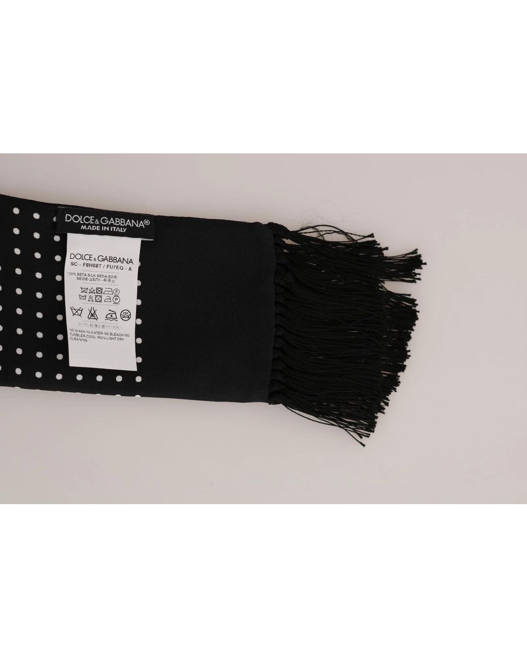 Dolce & Gabbana Gray White Cotton Black Silk Scarf Top T