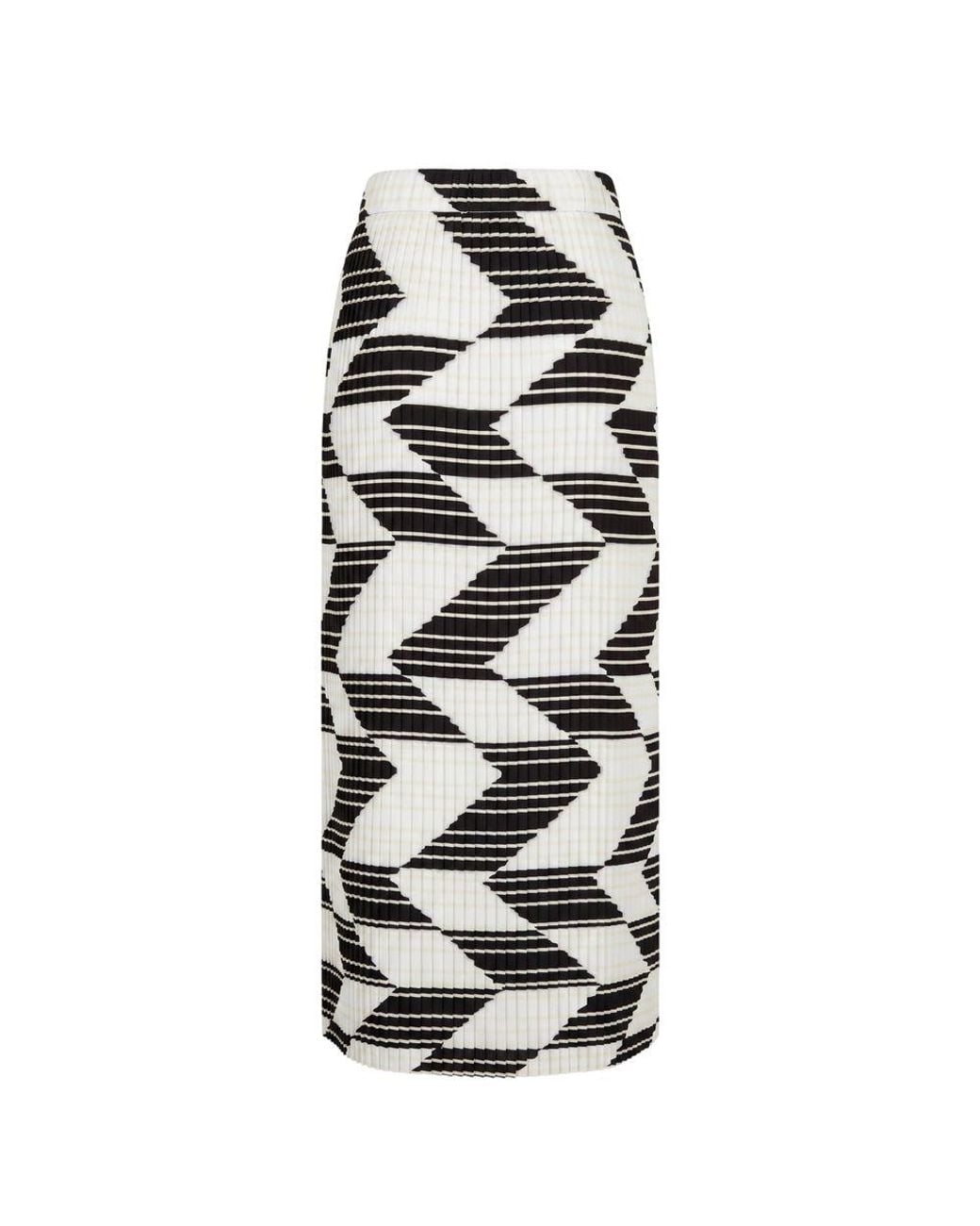 Trussardi Black White Polyester Skirt