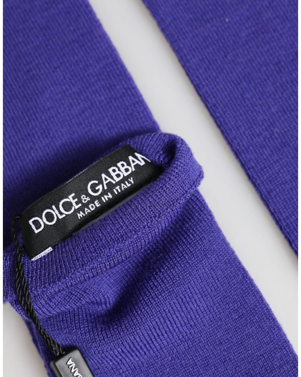 Dolce & Gabbana Blue Violet Wool Fingerless Elbow Length Mitten Gloves
