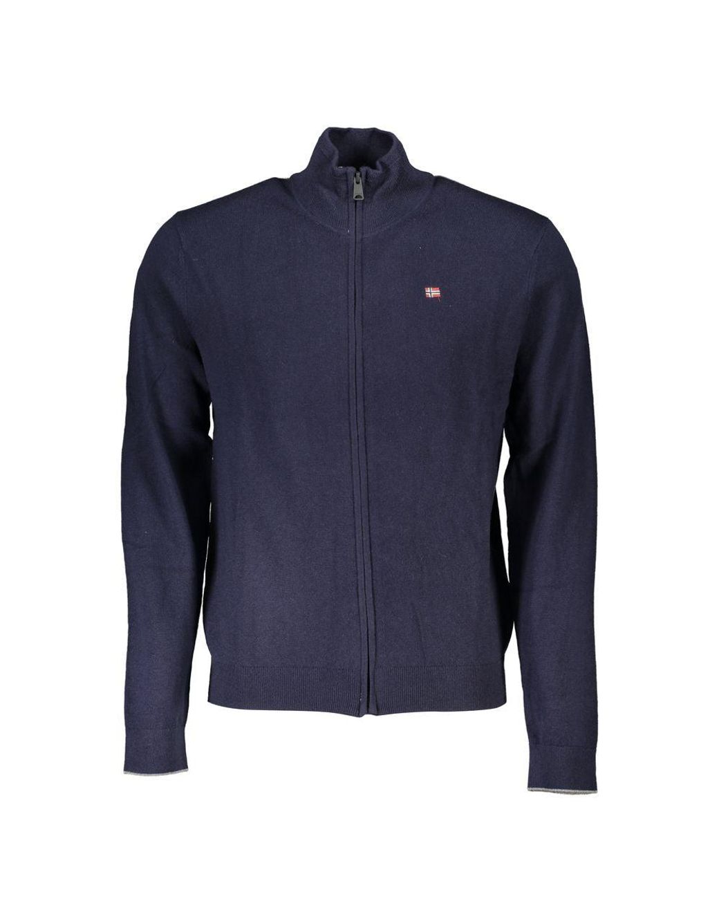 Napapijri Blue Chic Embroide Zip Cardigan for men