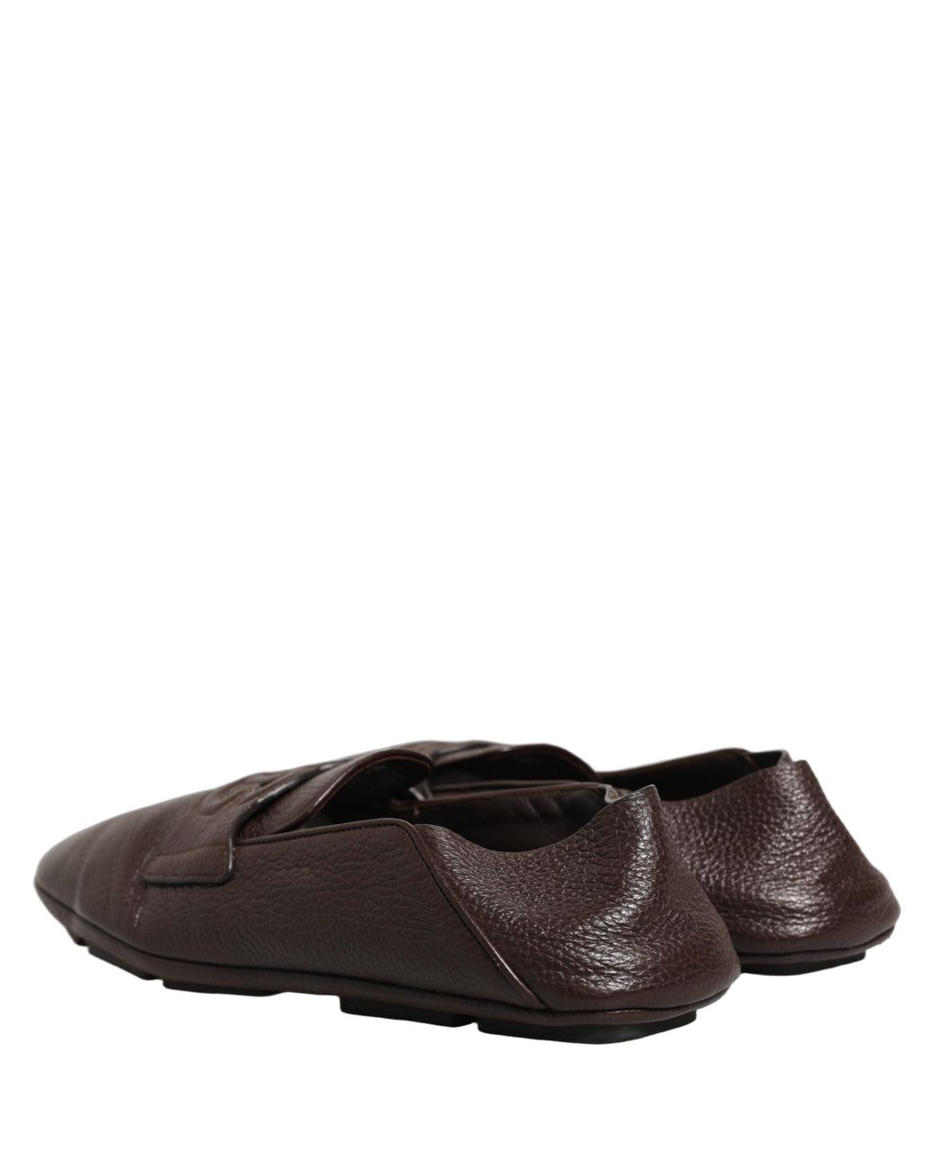 Dolce & Gabbana Gray Brown Deerskin Leather Driver Loafers Shoes for men