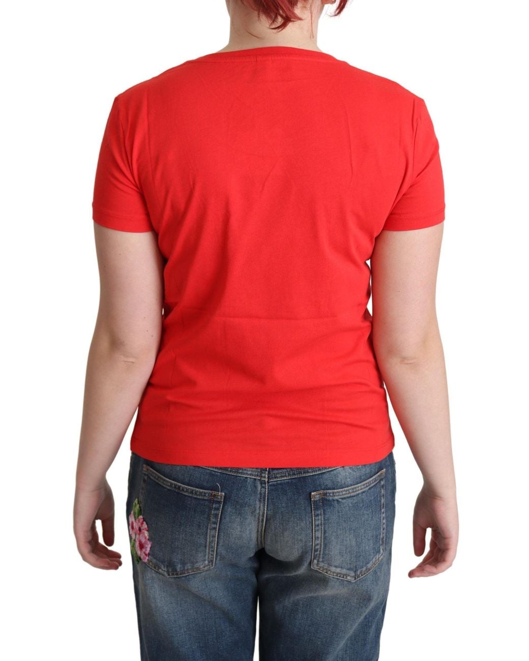 Moschino Red Cotton Come Play 4 Us Print Tops Blouse T-Shirt