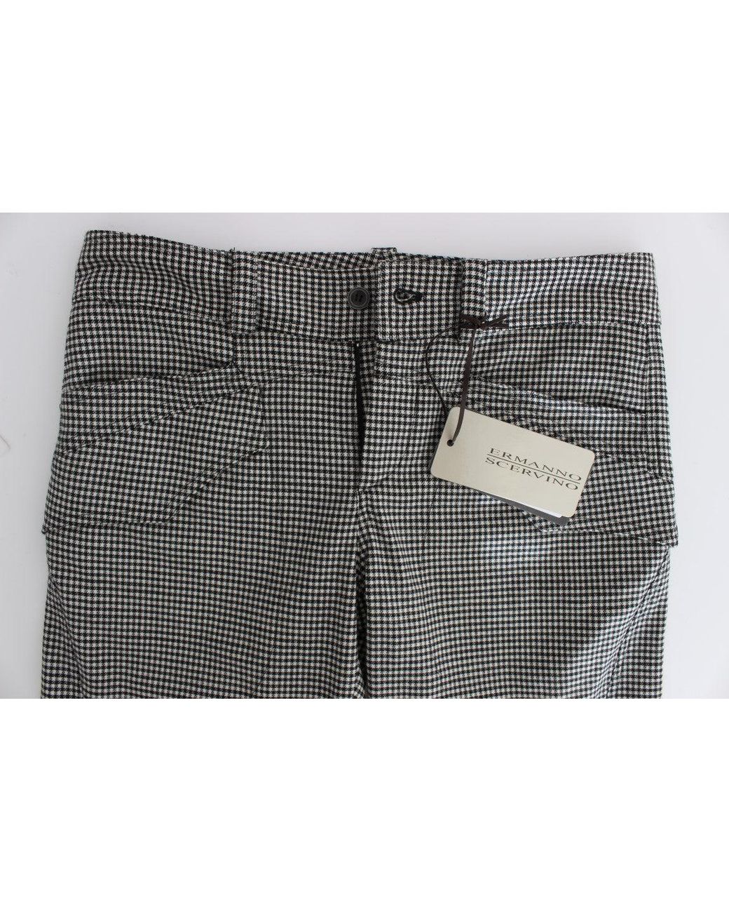 Ermanno Scervino Gray Checkered Cotton Casual Pants