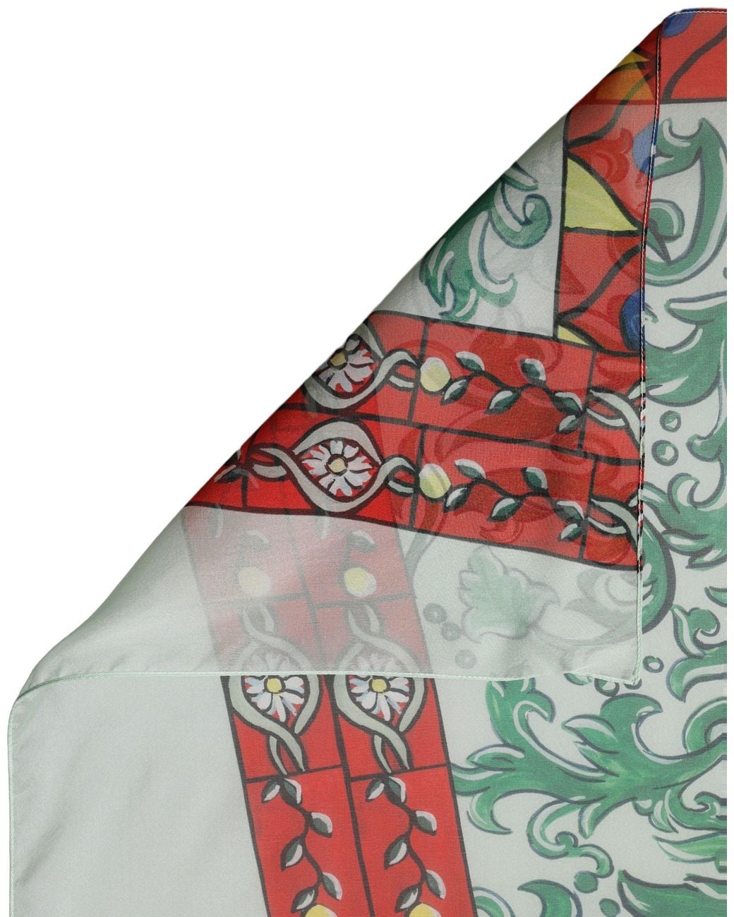 Dolce & Gabbana Green Multicolor Silk Printed Square Foulard Scarf