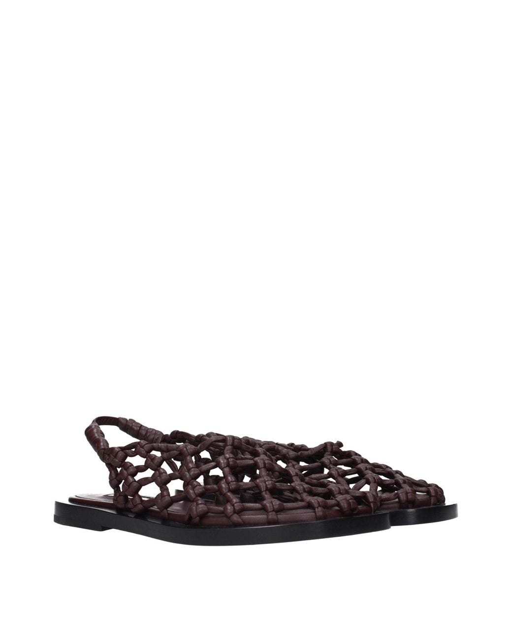 Jil Sander Multicolor Brown Leather Flat Sandals